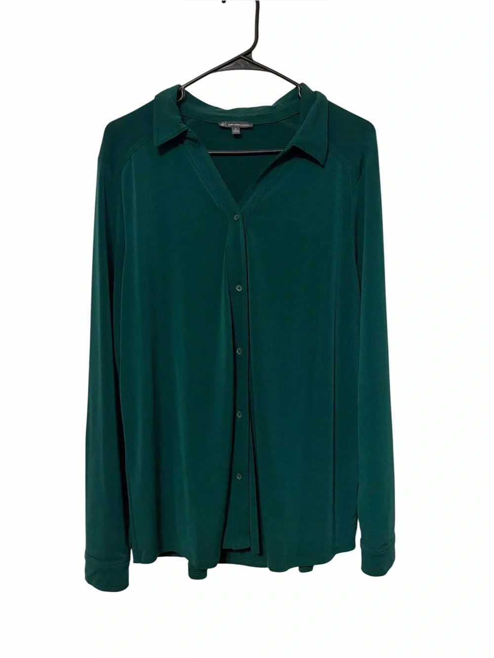 NWOT Adrianna Papell Long Sleeve Collared Button Front Knit Moss Crepe Size XL